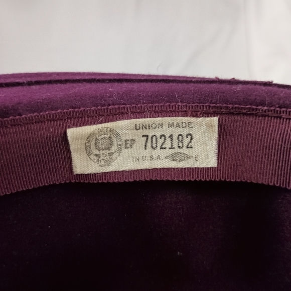 Vintage 50s Union Made Women's Maroon Wool Fedora Hat Classic Event - Picture 9 of 9